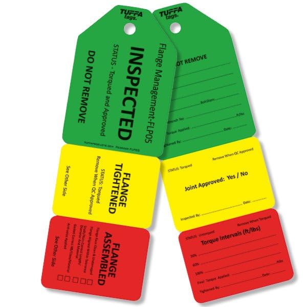 TUFFA Tags 3 Stage Flange Management Tag - FLP05. 100 Pack. Pipeline Construction, Oil & Gas Tool, Torque or Valve Inspection Tag