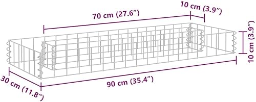 Vista 119 de vidaXL Gabion - Maceta elevada para pared, jardín, césped, patio, jardín, jardín, jardín, jardín, jardín, flores, acero galvanizado, 70.9 x 35.4