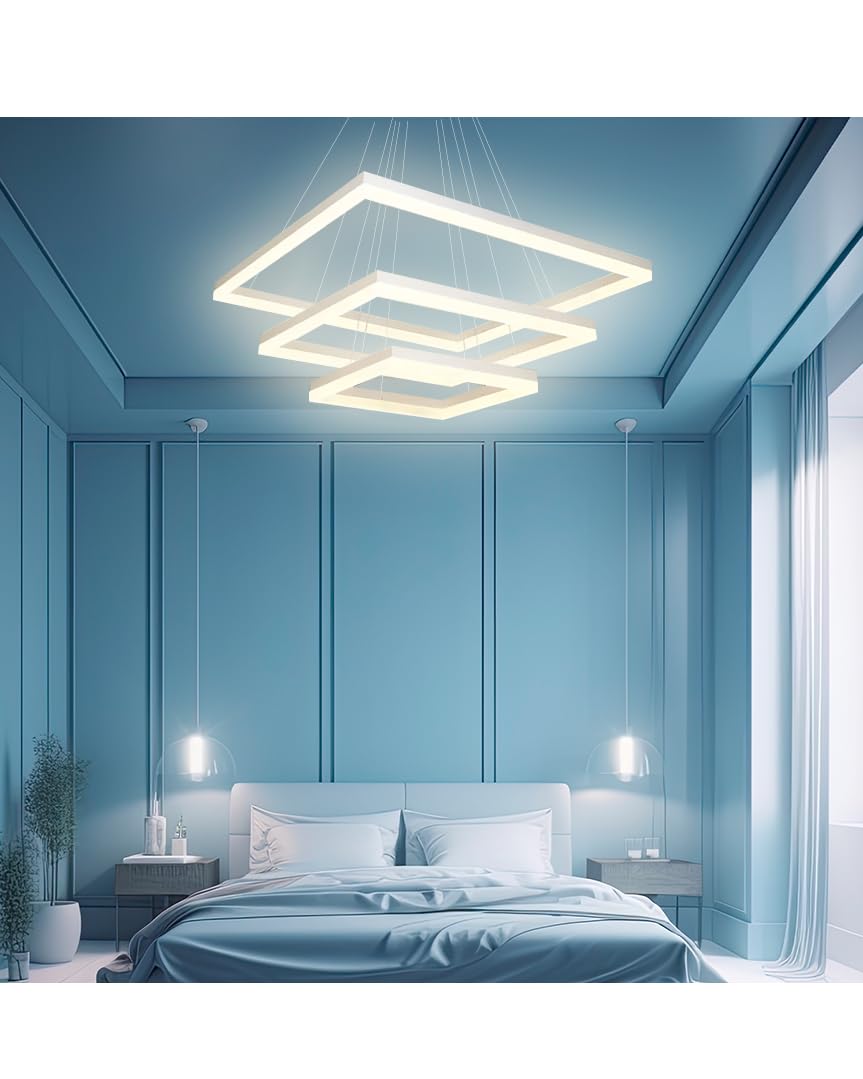 Arcadia Lampadario Led Soffitto a Sospensione Moderno con Luce Calda e Fredda Dimmerabile, Telecomando e App per Cellulare - Lampadario Camera da Letto, Soggiorno, Cucina e Cameretta - 5500 LM 60 Cm