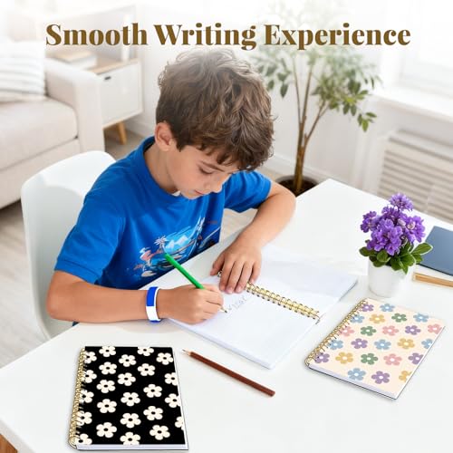 Image of Cute Floral Lined Spiral Journal Notebook, 2 Pcs Aesthetic Vintage Flower Themed Notebooks, Spiral Bound Journals for Women, Notepad (8.2*6.2 inch) for Work Office School Student Teacher Daily Note Taking