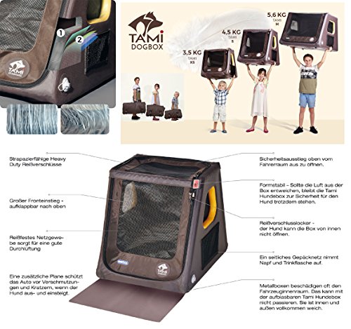Tami - Hundetransportbox aufblasbar Tragebox Transportbox Hundebox Reisebox Autotransportbox Kofferraumbox Gitterbox Käfig Hund Box Dogbox Inflatable inkl. Dog-Vital Bio-Hundekeks (M)