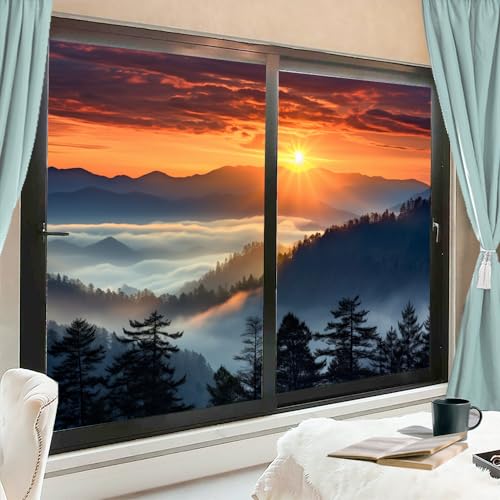 Película de privacidad para ventana con diseño paisaje natural 27.6x47.2 in x2 miniatura 3