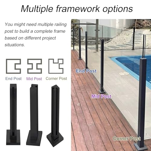 Poste de barandilla de vidrio sin taladro para fácil instalación en terrazas 5