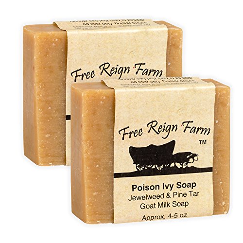 Free Reign Farm"Poison Ivy Relief" Jewelweed & Pine Tar 5 Ounce Natural Goat's Milk Soap, 2 Pack