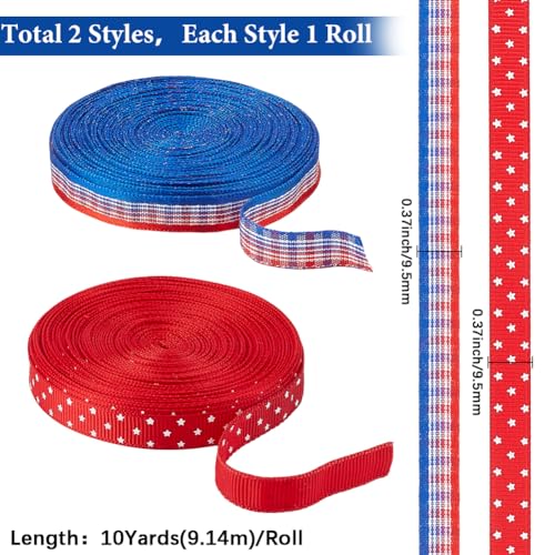 GORGECRAFT 2 Yards Independence Day Patriotic Ribbon for Wreaths and DIY Decorations