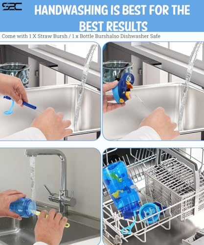 S2C Kids Water Bottle with Straw & Handle - BPA Free 16 oz Leakproof Design for School & Outdoor Activities - Durable Tritan Plastic (BLUE)