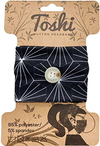 Headband with buttons for face mask - button headbands for nurses masks, Healthcare headbands with buttons for mask, Turban ear saver for nursing (Black Hex)