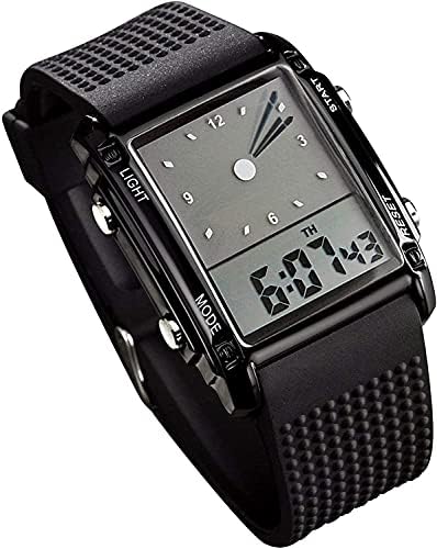 MASTOP Dual Time Display LED Digital Jelly Electronic Sport Watch for Unisex Waterproof （Black） image 5