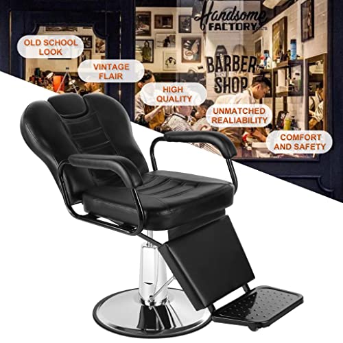 Artist Hand Reclining Barber Chairs Heavy Duty, Salon Furniture Spa Shampoo Equipment Hydraulic Hair Chair For Barber Shop, Upgrade Leg Support & Wider Seat (Black) #TOP4