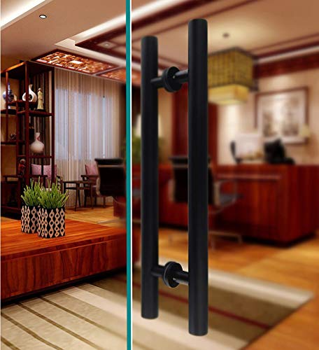 Poignée porte en verre push-pull inox noir 80x50cm - 7