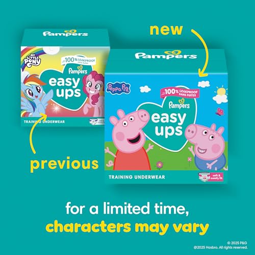 Pampers Training Pants - Easy Ups Girls & Boys - Size 3T-4T, 124 Count, Peppa Pig Potty Underwear (Packaging May Vary) image 2