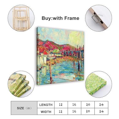 Décoration murale de bureau avec tableau abstrait encadré au format 50x50