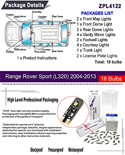 Kit de luces LED interiores ZIYO para Land Rover Range Rover miniatura 2