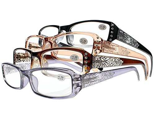 New Women Rhinestone Fashion Flowers Prints Reading Glasses +1.0 ~ +4.02