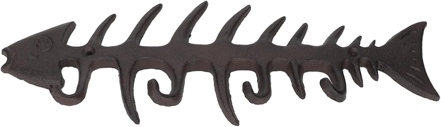 Fish Bones Towel Rack Wall Mounted, Hand Towel Holder with 4 Hooks, European Style Strong Metal Decorative Towel Rack for Home Kitchen Bathroom, Includes Screws for Easy Installati (7701O-3501)