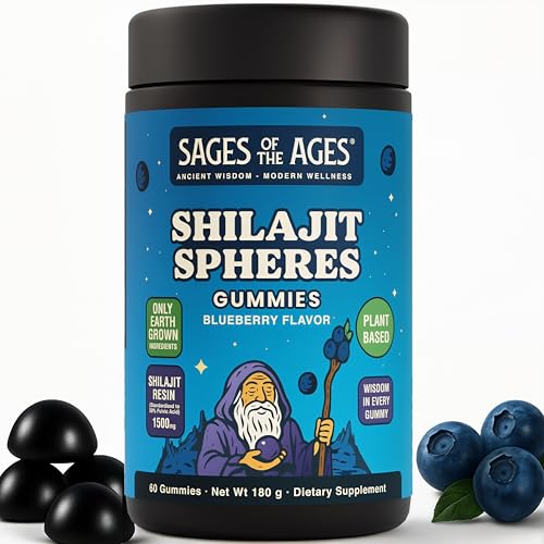 Himalayan Shilajit Gummies for Men & Women – 1500mg per Serving – Plant-Based, Sugar-Free, 60 Gummies – Standardized to 50% Fulvic Acid – Blueberry Flavor – Vegan, Non-GMO, Gluten-Free Supplement