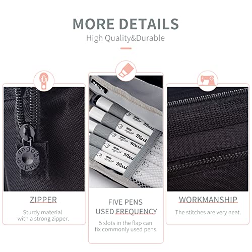 Hvomo Pencil Case Large Capacity Pencil Pouch Handheld Pen Bag Cosmetic Portable Gift For Office School Teen Girl Boy Men Women Adult (Black) #TOP3