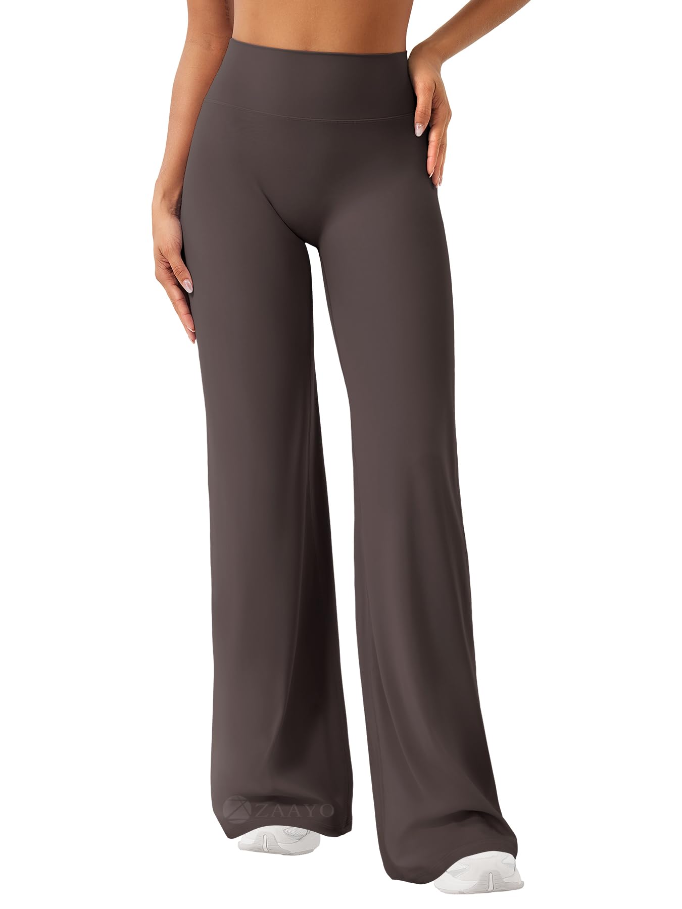 ZAAYO Leggings dritti da donna, senza cuciture, svasati, per yoga, palestra | vita alta, booty lifting, gamba larga, morbidi, pantaloni svasati, sportivi, leggings da yoga, regolare/lunghi/extra lunghi