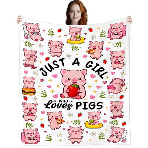 LEKEFLOW Funny Pig Blanket Gift for Pig Lovers Cute Warm Pigs Stuff Pigs Throw Blankets Pink Piggy Themed Birthday for Women Girls Kids Adults 50X40