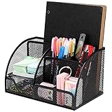 Organizador de Escritorio de Metálica Multifuncional Portalápices con Cajón Titular de la Pluma para Oficina Hogar Colegio Negro