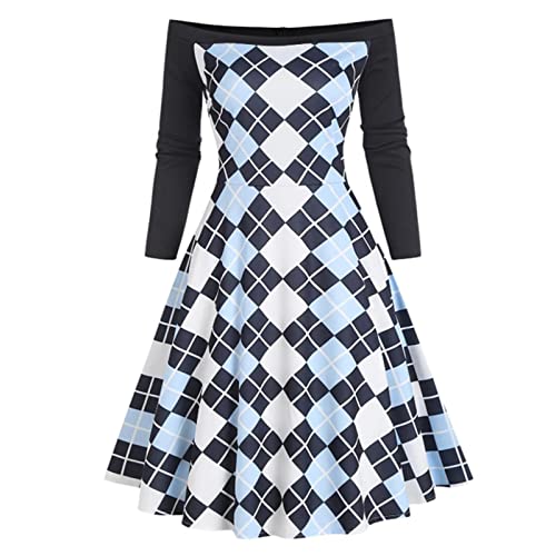 Robe d'été décontractée chic imprimé carreaux manches longues - 2