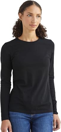 Fair Indigo Womens Organic Pima Cotton Long Sleeve Crew Neck T-Shirt