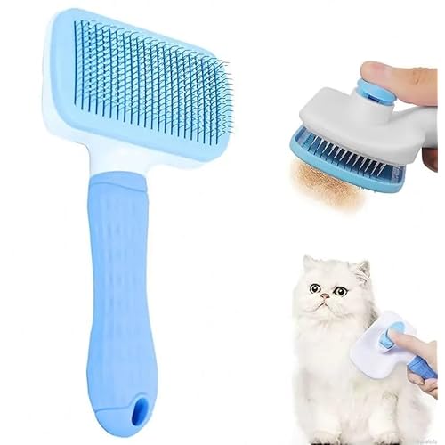 Cat grooming brush, Cat fur brush, Pet hair brush, Dog grooming brush, Dog slicker brushes for grooming, Tool Gently Removes Loose Undercoat, Brush for Pet Massage (Blue)