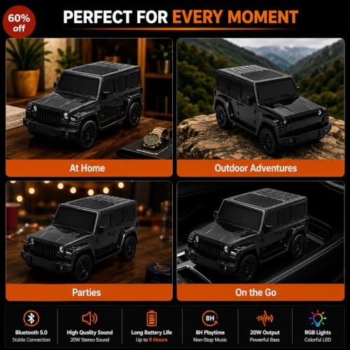Image of Thar Adventure Edition Car Shaped Bluetooth Speaker, 20W Wireless Portable Speaker with HD Sound, Bluetooth 5.0 (Black)