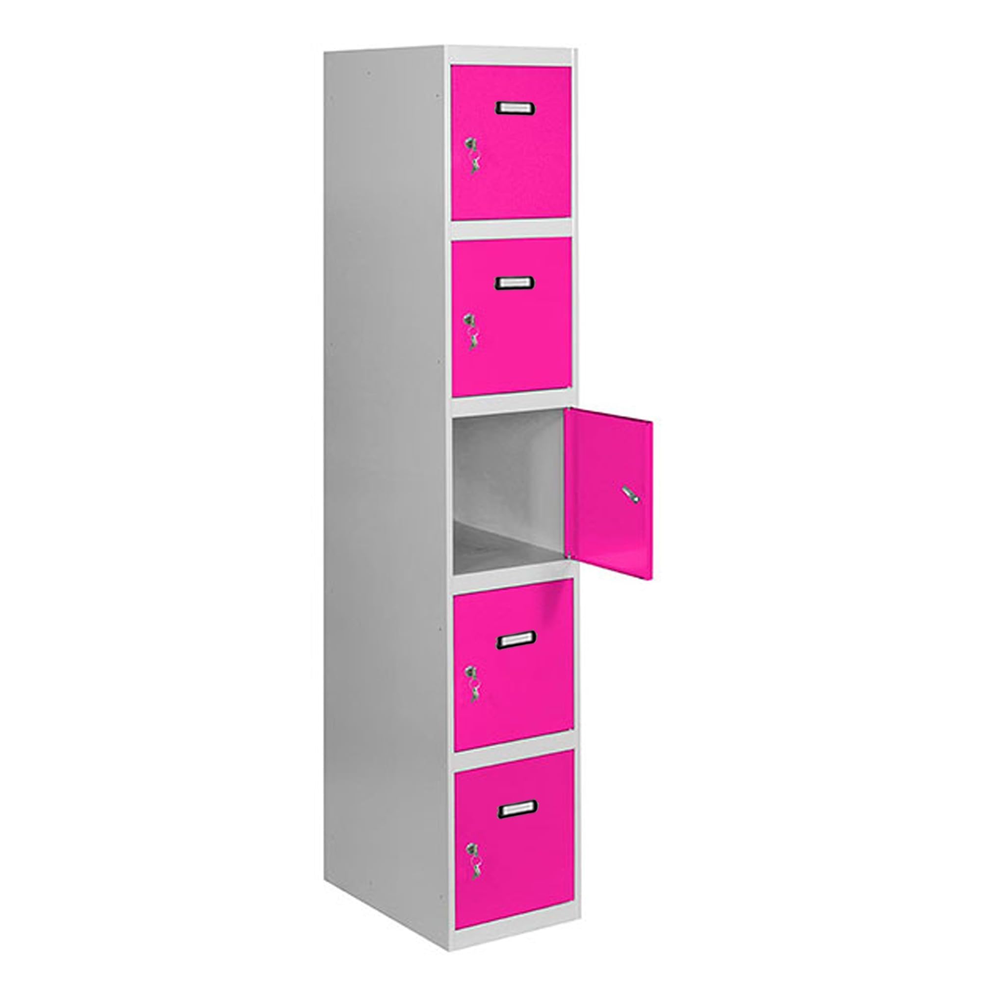 Simon Rack Casier Vestiaire Metallique, 5 Portes, Comprend la Clé, 1800x300x500 mm, Gris/Rosé - Simonlocker