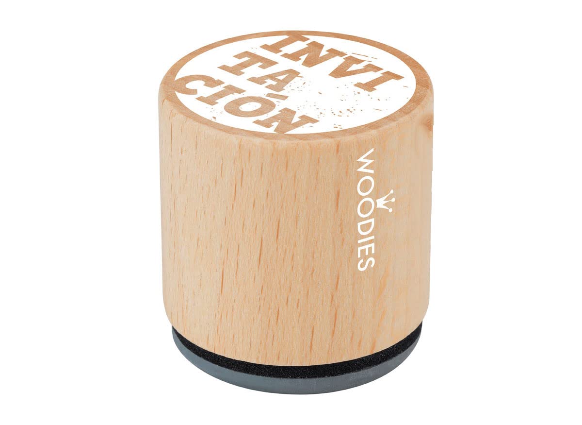 Wood and Rubber Stamp Invitation diam. 33 x 30 mm.