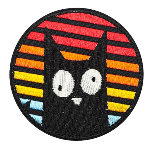 Colisal Patchs chat arc-en-ciel noir chat adhésifs velcro chat drôle patch velcro écusson militaire tactique, écusson brodé pour vêtements, sac à dos, vestes, harnais pour chien militaire 1 pièce