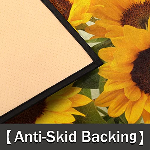 Pardick Half Round Doormat Retro Flower Sunflower Non-Slip Half Circle Area Rug Durable Washable Runner Mat For Living Room Bedroom Indoor Outdoor Kitchen Floor Home Decor Half Moon Rug #TOP2