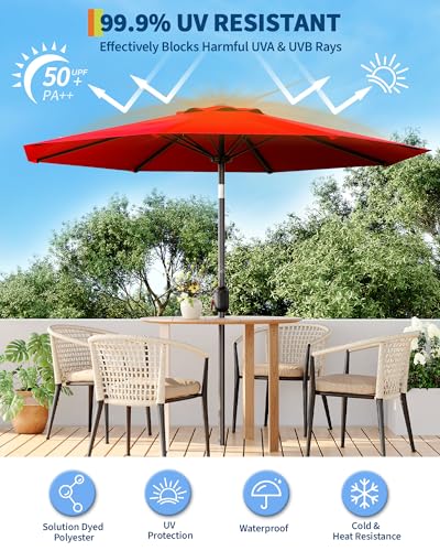 7.5FT Outdoor Patio Umbrella, Outdoor Table Umbrella, Market Umbrella With Push Button Tilt and Crank, 6 Sturdy Ribs UV Protection Waterproof for Garden, Deck, Backyard, Pool,Navy Blue