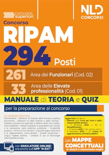 Concorso Ripam 294 posti: 261 funzionari e 33 elevate professionalità. Manuale di teoria e quiz. Con espansione online