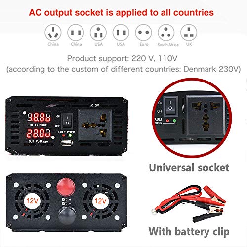 Inversor de 3000W para acampada convertidor de potencia 12V con enchufe universal 3