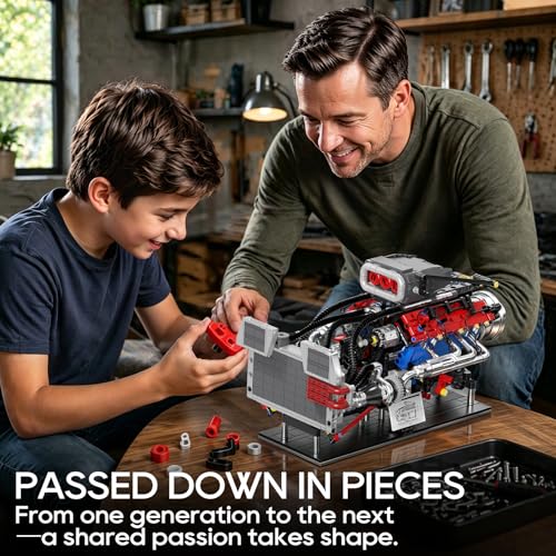 Image of V8 Engine Model Kit that Runs, 1145PCS Advanced Muscle Engine Kit