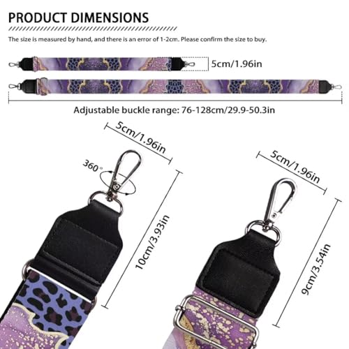Image of Coldinair Leopard Print Replacement Shoulder Strap for Women Lady Purple Marble Handbags Bag Straps Wide Straps for Luggage, Crossbody Strap,Guitar Strap for Purses