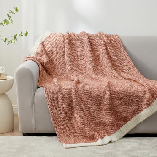 Image of Snuggle Sac Orange Throw Blanket for Fall, Ultra Soft Warm Fall Blanket for Couch, Cozy Fuzzy Knit Microfiber Blankets and Throw Dupes for Sofa, Bed, Orange 50 x 60 inches