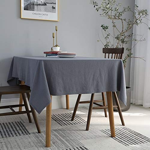 Nappe en coton gris 130x200 cm imperméable et antitache pour table - 4