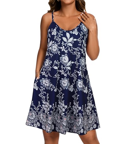 Image of JOELLYUS Womens Spaghetti Strap Dress Summer Dresses Beach Cover Ups Casual Sundresses with Pockets 2026