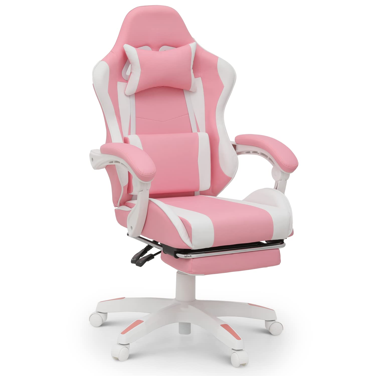 MoNiBloom Gaming Chair with Headrest & Lumbar Support Ergonomic Computer Racing Chair with Footrest, Adjustable Hight Leather Swivel Computer Chair for Adult Teen Office or Gaming