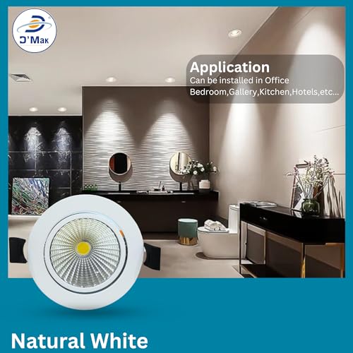 Image of D'Mak Moveble LED COB Light | Recessed LED Ceiling Light for Indoor Lighting | Natural White Color | Aluminium Body (2, 7 Watt)