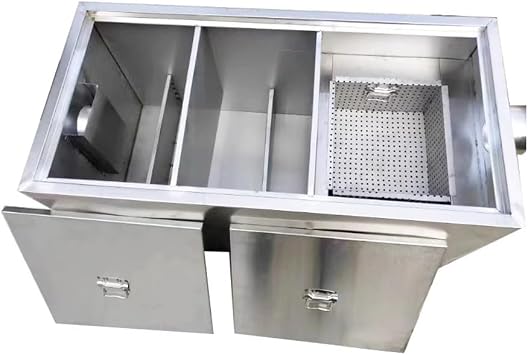 GZHERVICES Commercial Grease Trap, 304 Stainless Steel Interceptor for Restaurant Side Inlet60x40x30cm