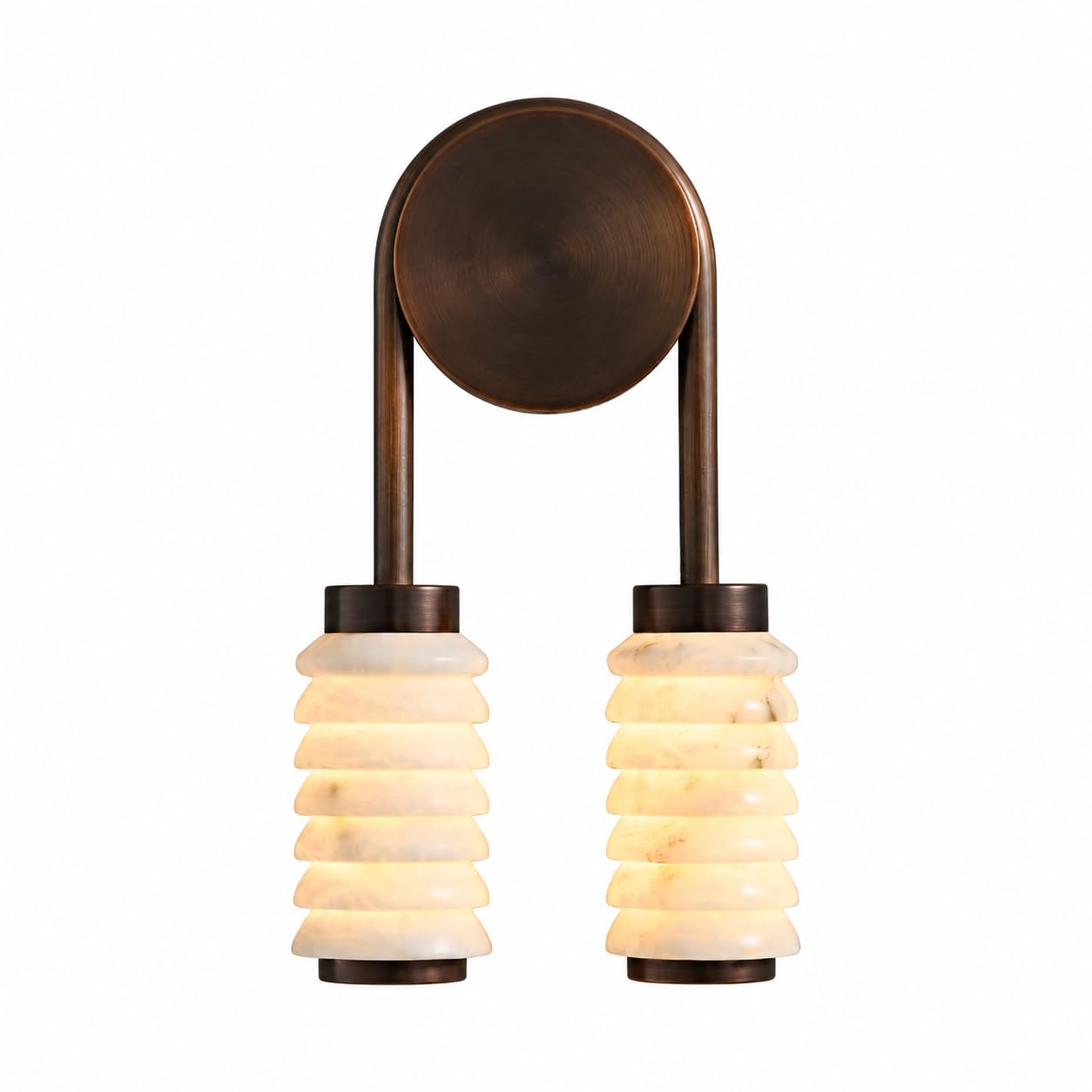 Alabaster Marble Wall Sconce,Double-Headed Alabaster Wall Sconces Lights,Natural Marble Stone Wall Lamps Fixtures,Antique Bronze Vanity 3000K Lights For Hotel Bedrooms, Hallways, Living Rooms, Stairs