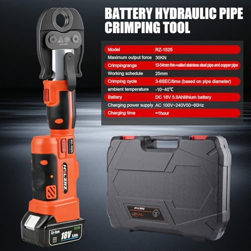 HZLZRZ Pro Press Tool with 1/2", 3/4", 1"Pro Press Copper Crimper Tool with 12-Ton Hydraulic Power, Apply US Standard Copper Pipe or Stainless Steel Tube, Suitable for Plumber by HZLZRZ - Image 2