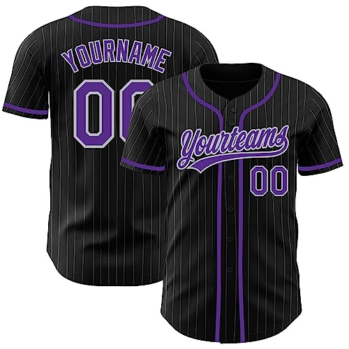 Camiseta de béisbol a rayas personalizada para mujeres, hombres y jóvenes con nombre, número y logo del equipo estampados miniatura 1