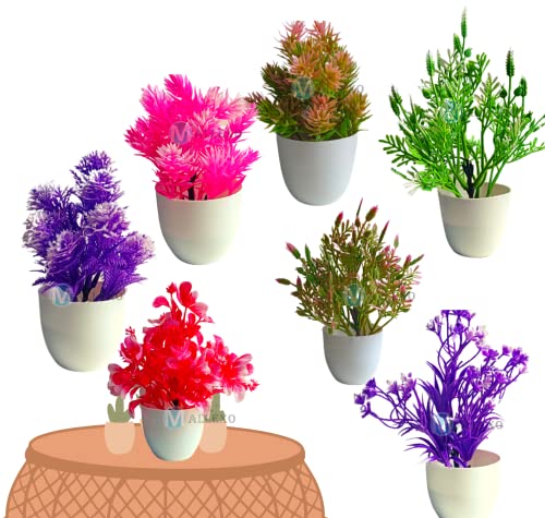 Image of Artificial Flowers for Decoration with Pot Combo of 2PCs Artificial Forest Bonsai Plant with Plastic Pot for Home Decoration Office Table Greenery Room Home Decor Plants (S2P)