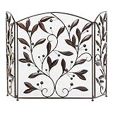 Protector contra Incendios de Hierro Plegable de 3 Paneles, Protector contra Incendios de Malla metálica para Estufas de leña y carbón, Plegable, marrón
