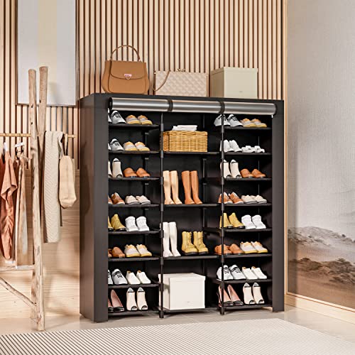 Image of 9-Tier Large Tall Shoe Rack with Covers 40-46 Pairs, Sneaker Rack Organizer Shoes Cabinet Closed Shelves Shoe Stand Holder for Garage Bedroom,Zapateras Organizer for Shoes 50 Pares