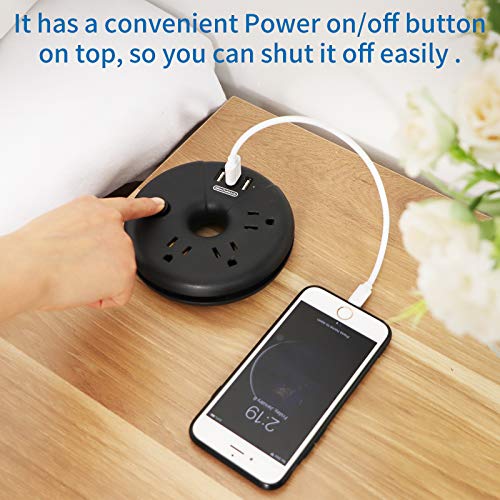 10 Ft Power Strip With Usb, Ntonpower Travel Power Strip Flat Plug, Long Extension Cord, 3 Outlet 3 Usb Desktop Charging Station Compact For Indoor, Dorm Room, Office, Cruise Ship And Nightstand #TOP5